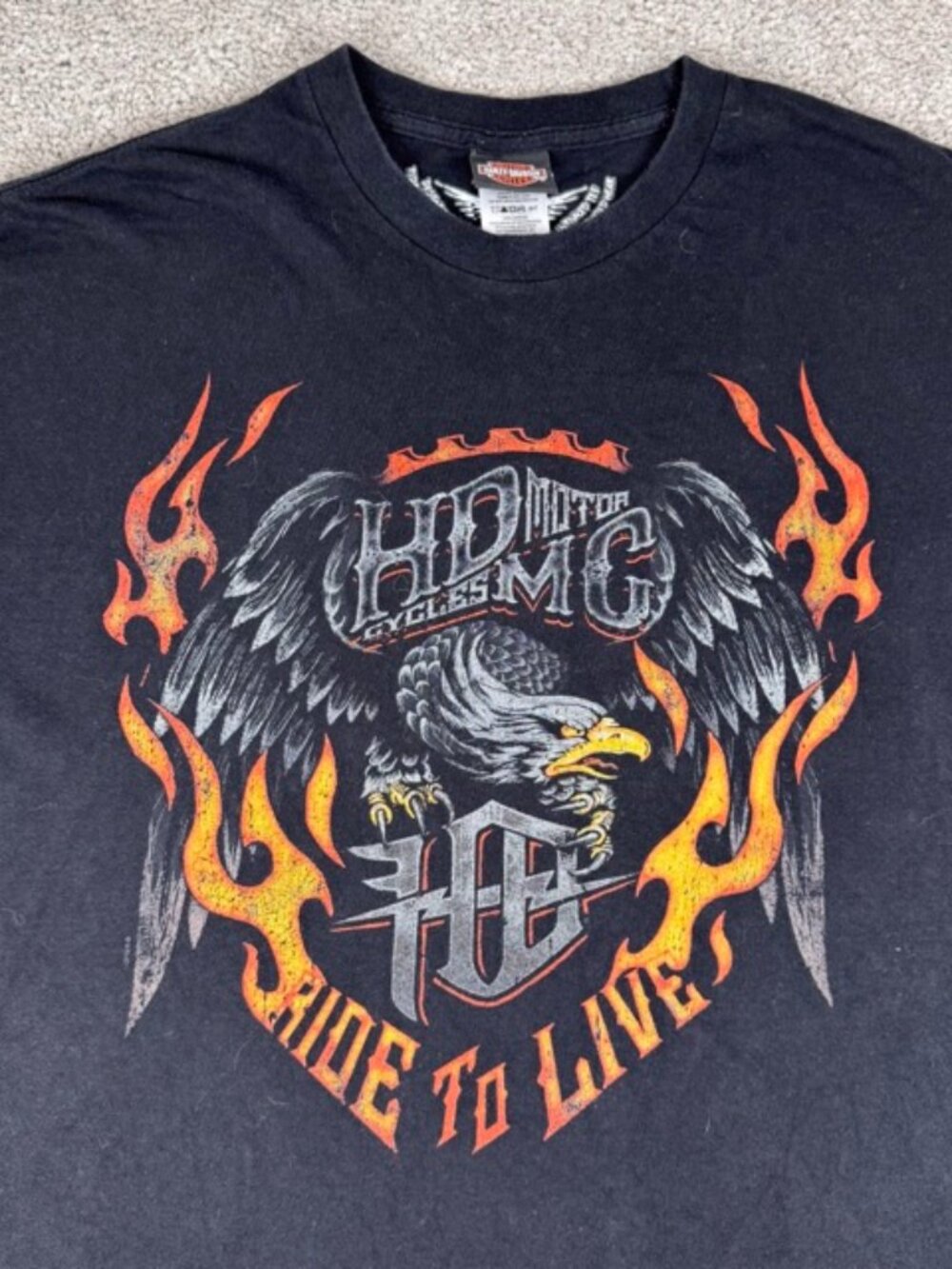 Harley Davidson Rocky Mount NC Men's 2XL T-Shirt 100% Cotton Black Motorcycle